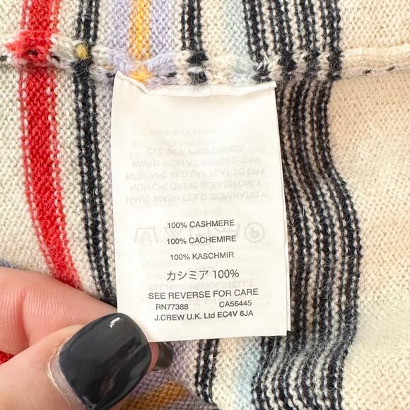 J. Crew Collection 100% Cashmere Striped Sweater Crew Neck Multicolor Pullover - Picture 10 of 11
